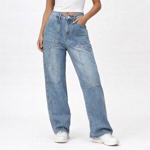 SHEIN Light Blue Relaxed Jeans
